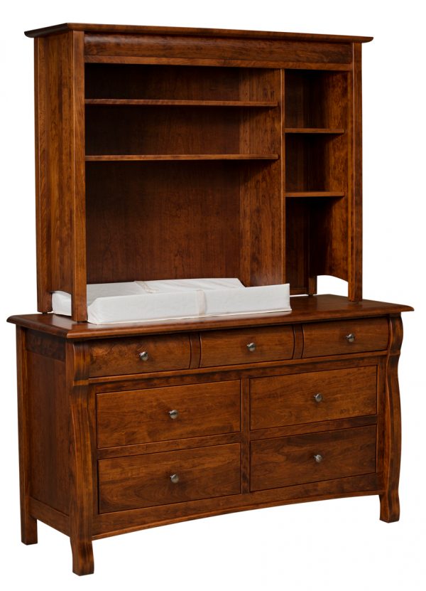 dresser with hutch Amish Castlebury 7 Drawer Dresser with Hutch Top – AmishOutletStore