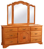 Amish Wavy Cathedral Triple Dresser with Mirror