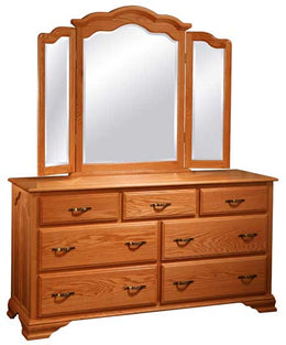 Amish Wavy Cathedral Dresser with Mirror