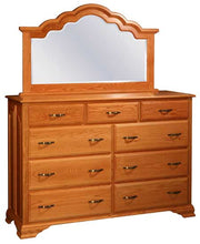 Amish Wavy Cathedral High Dresser with Mirror