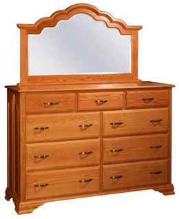 Amish Wavy Cathedral High Dresser with Mirror