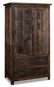 Amish Ironwood Rustic Armoire with 2 Drawers