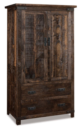 Amish Ironwood Rustic Armoire with 2 Drawers