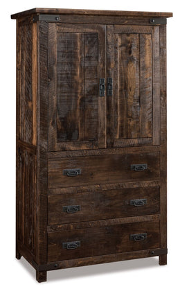 Amish Ironwood Rustic Armoire with 3 Drawers
