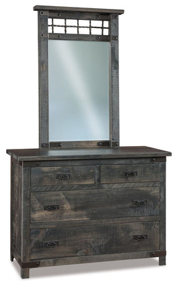 Amish Ironwood Rustic 4-Drawer Dresser With Mirror