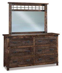 Amish Ironwood Rustic 6-Drawer Dresser With Mirror