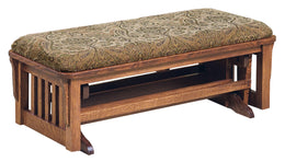 Amish Bow Arm Slat Loveseat Gliding Ottoman