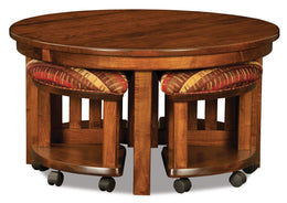 Amish Round 5 Piece Table Bench Set