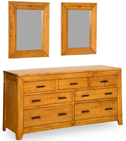 Amish Addison 7-Drawer Dresser with Two Mirrors