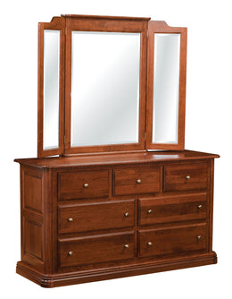 Amish Colonial 7 Drawer Dresser with Mirror