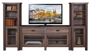 Amish Regent Rustic TV Stand with Bookshelf Towers