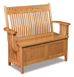 Amish Low Back Royal Mission Storage Bench