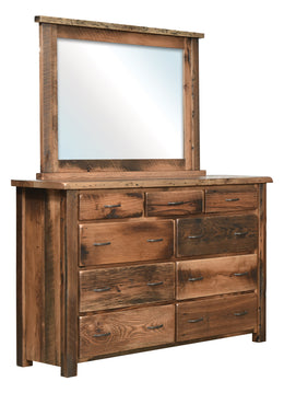 Amish Rainier Reclaimed Barnwood Dresser with Mirror