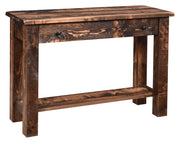 Amish Everest Rustic Sofa Table in Brown Maple