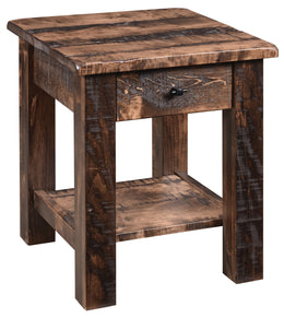 Amish Everest Rustic End Table in Brown Maple