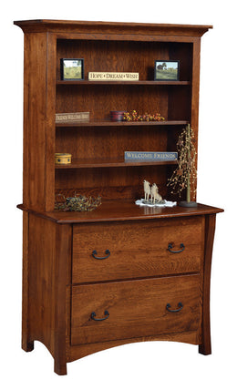 Amish Master Style Lateral File Cabinet with Bookcase