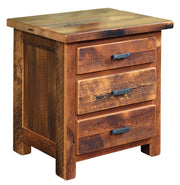 Amish Barnwood 3-Drawer Nightstand in Reclaimed Barnwood