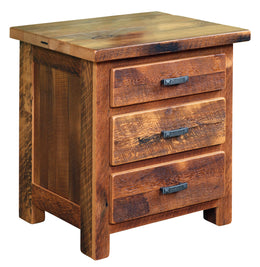 Amish Barnwood 3-Drawer Nightstand in Reclaimed Barnwood