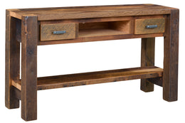 Amish Timber Lodge 2-Drawer TV Console in Reclaimed Barnwood