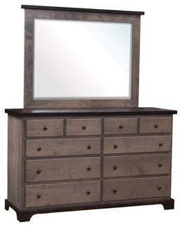 Amish Birmingham High Dresser with Mirror with Reclaimed Barnwood