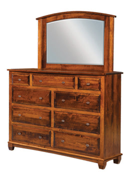 Amish Bella 9-Drawer Dresser with Arched Mirror