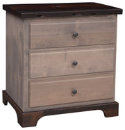 Amish Birmingham 3-Drawer Nightstand With Reclaimed Barnwood Top & Base