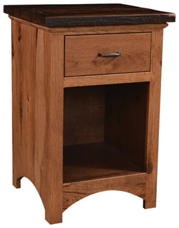 Amish Lewiston 1-Drawer Nightstand with Reclaimed Barnwood Top