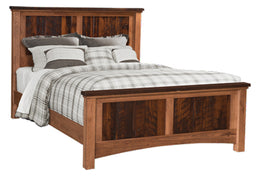 Amish Lewiston Panel Bed with Reclaimed Barnwood Tops and Panels