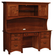 Amish Master Style Double Pedestal Desk with Hutch