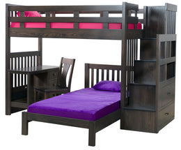 Amish Modern Mission Staircase Deluxe Bunkbed