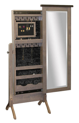 Amish Reclaimed Barn Wood Top Jewelry Cheval and Mirror