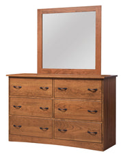 Amish Dutch Standard Six Drawer Dresser with Mirror