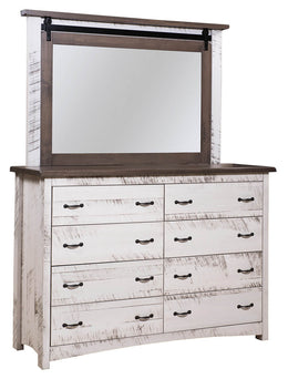 Amish Sandusky 8 Drawer Dresser with Mirror in Rough Sawn Brown Maple