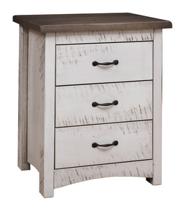 Amish Sandusky 3 Drawer Nightstand in Rough Sawn Brown Maple