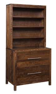 American-Made Vienna Two Drawer File Cabinet with Bookcase Top