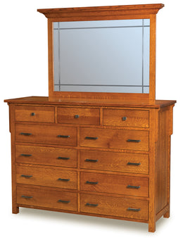 Amish Kingston Prairie 11-Drawer Dresser with Mirror