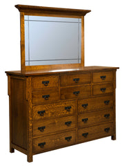 Amish Kingston Prairie 12-Drawer Dresser with Mirror