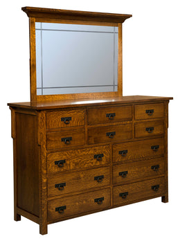Amish Kingston Prairie 12-Drawer Dresser with Mirror