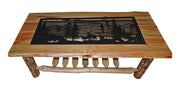 Amish Blue Ridge Rustic Pine Coffee Table with Metal Top