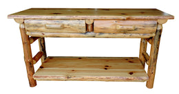 Amish Blue Ridge Rustic Pine Two Drawer TV Stand