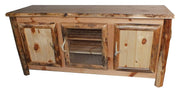 Amish Blue Ridge Rustic Pine Three Door TV Stand
