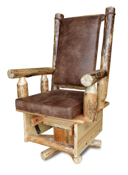 Amish Blue Ridge Rustic Pine Swivel Glider Rocker